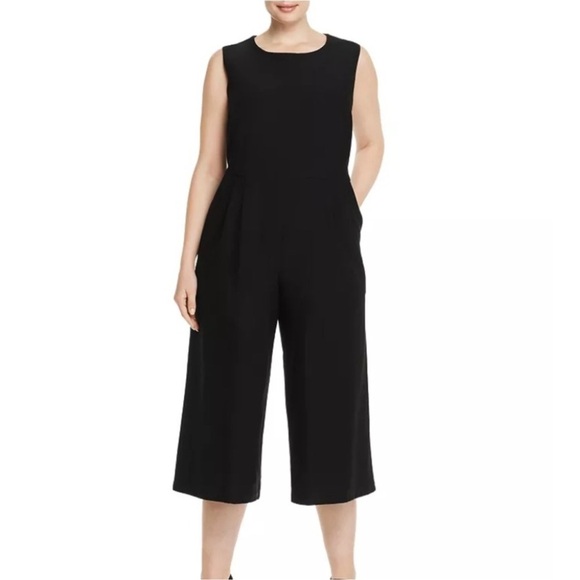 Elieen Fisher Black VISCOSE JERSEY WIDE-LEG JUMPSUIT Size L - Picture 2 of 6